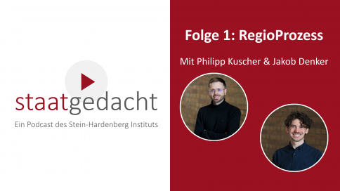 Titel der staatgedacht-Folge und Bilder der Interviewpartner.